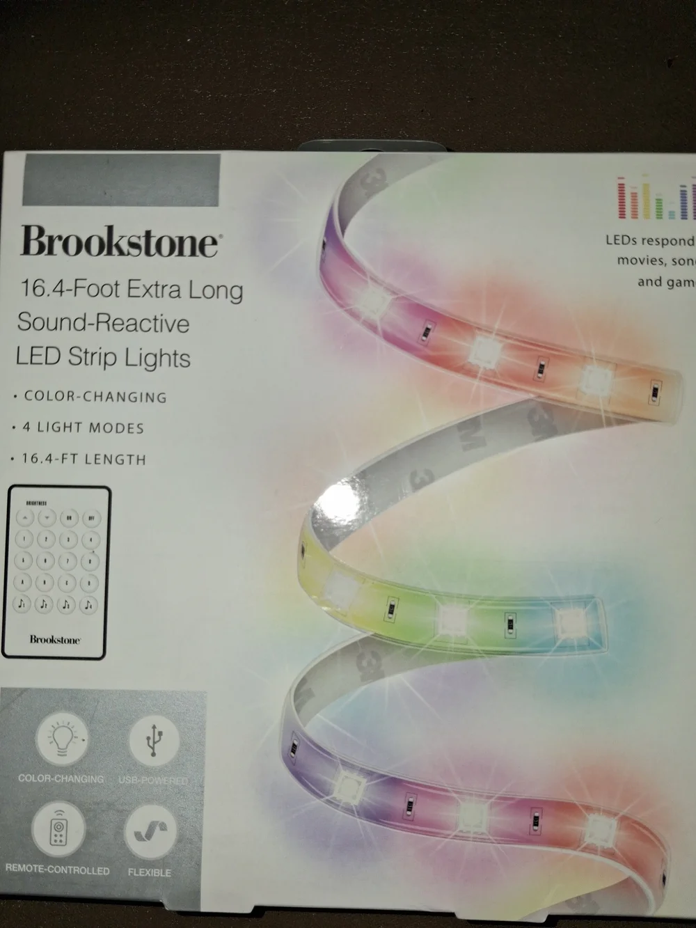 Brookstone Multi-Color Sound-Reactive LED Strip Lights